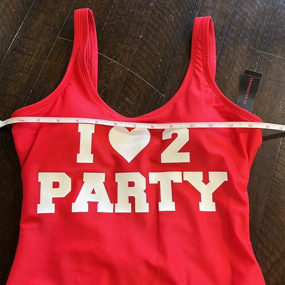NWT Red "I ♥️ 2 Party" one piece swimsuit. Sz Small - Picture 10 of 12